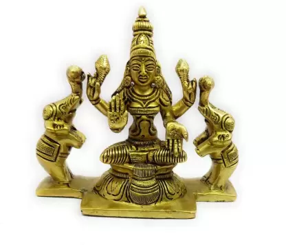 BRASS GAJA LAKSHMI STATUE - Templeshop